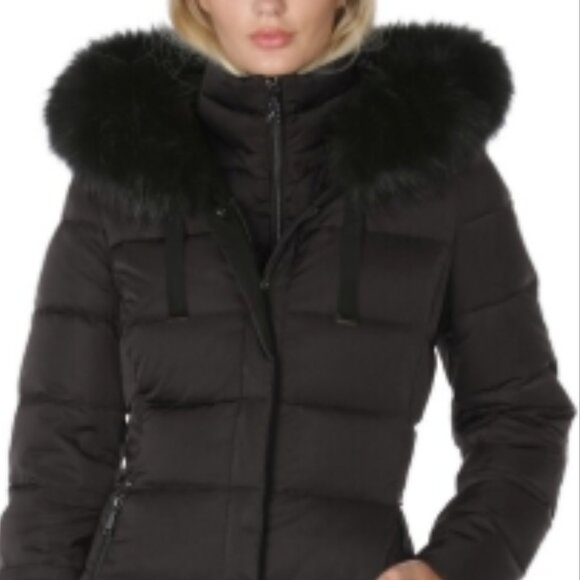 Tahari Nellie Long Coat – Black, Size S – Insulated with Removable Faux Fur Trim - Picture 8 of 12